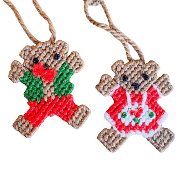 Collection of 17-Charming Vintage Christmas Themed Crochet Needlepoint Ornaments - Picture 3 of 9
